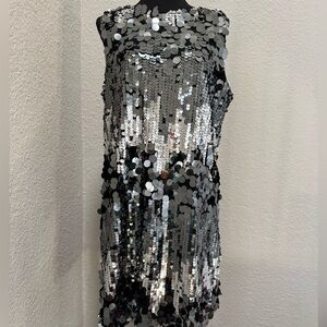 Silver and Black Sequin Gown